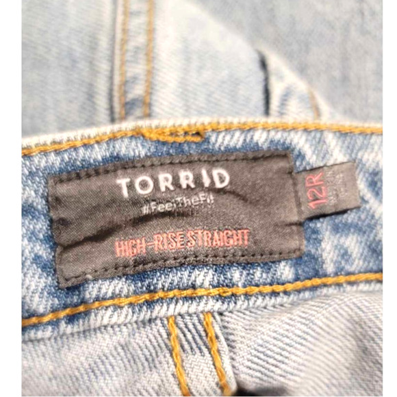 Torrid High-Rise Straight Vintage Stretch Mid-Rise Sequin Backed Jeans 12R NEW - Picture 4 of 10